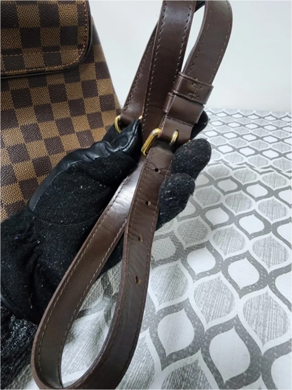 Authentic Louis Vuitton Damier Canvas Bergamo MM Bag